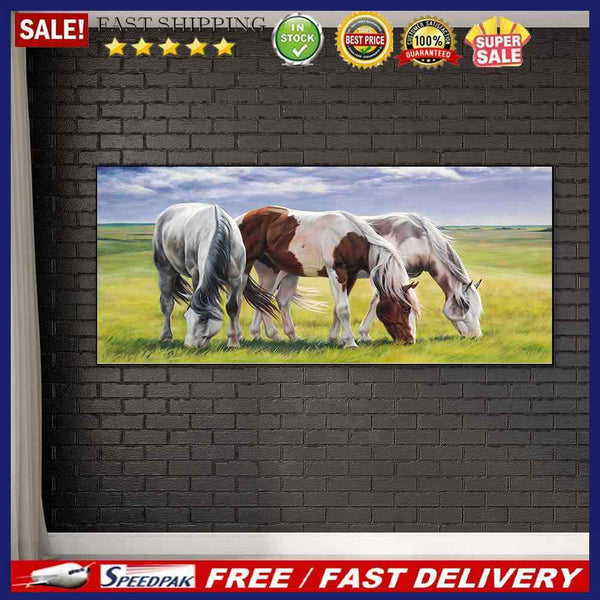 Grassland Three Horses 5D Diamond Painting Rhinestone Full Round Drill for