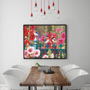 Fence Birds Flowers Oil Paint By Numbers DIY Acrylic Painting on Canvas Arts Kit