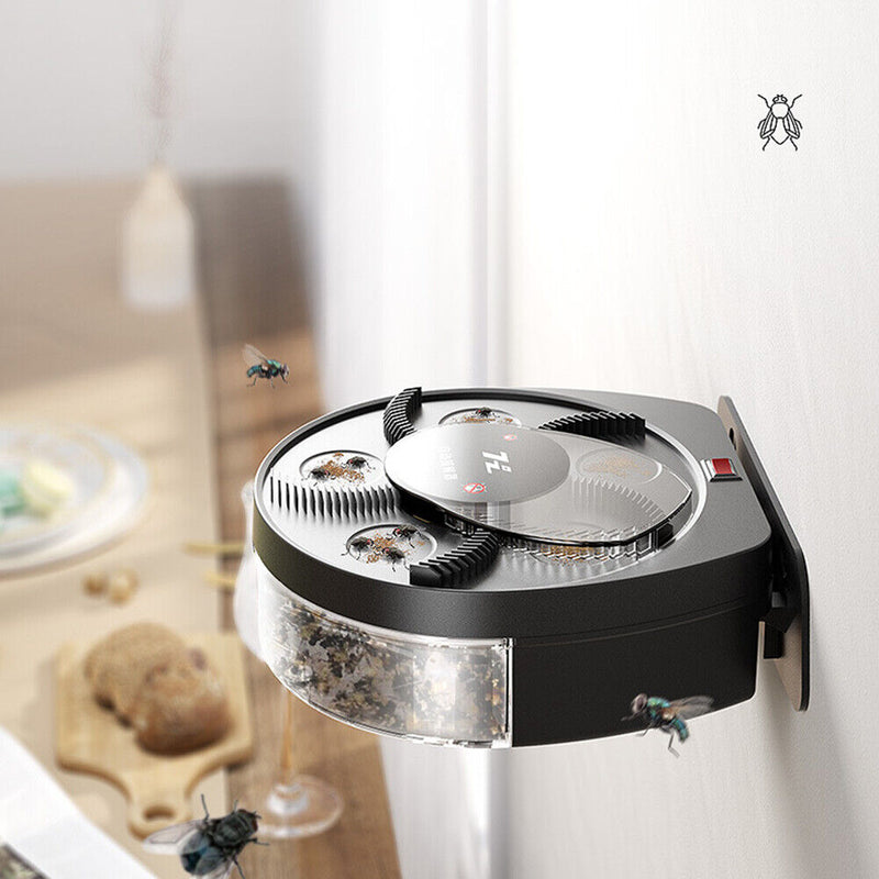 Wall Electric Insect Fly Trap Automatic Flycatcher Device (Recharged Black)