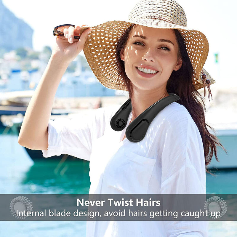 Portable Neck Fan-Ultra Quiet Air Cooler Outdoor Mute Leafless Ventilador