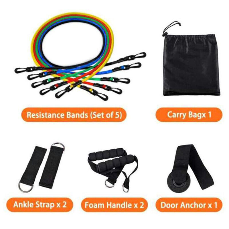 11 pieces / set TPE pull rope colorful grip resistance bands yoga fitness equipment