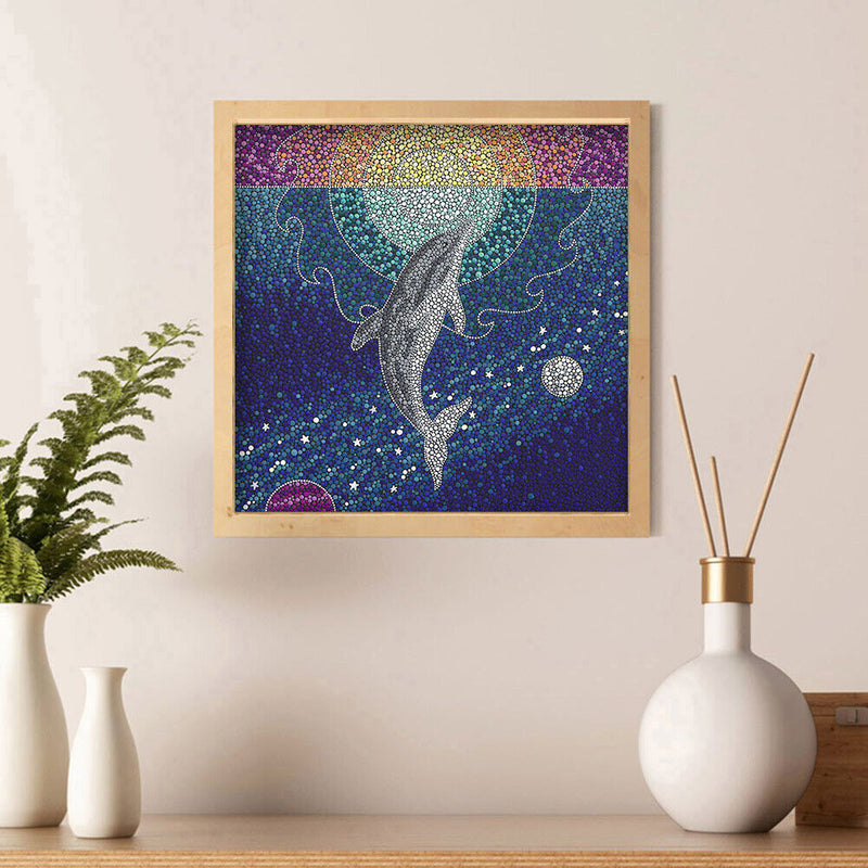 5D DIY Full Special Shaped Drill Diamond Painting Dolphin Animal for Decor Newly