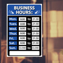 Business Hours Sign Hours of Operation Signs for Window / Door (Blue) Newly