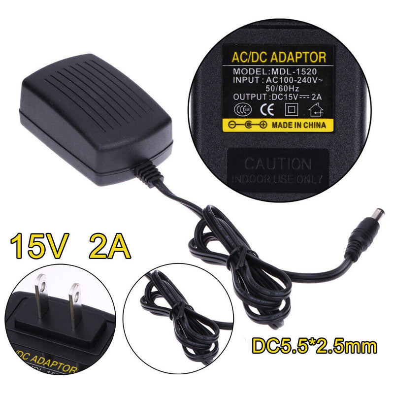 DC15V 2A Adapter AC 100V-240V to DC 15V Converter Power Supply Adapter