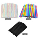2XDrinking Straws Stripe Colourful Plastic Drinking Straws (100 Pack Black)