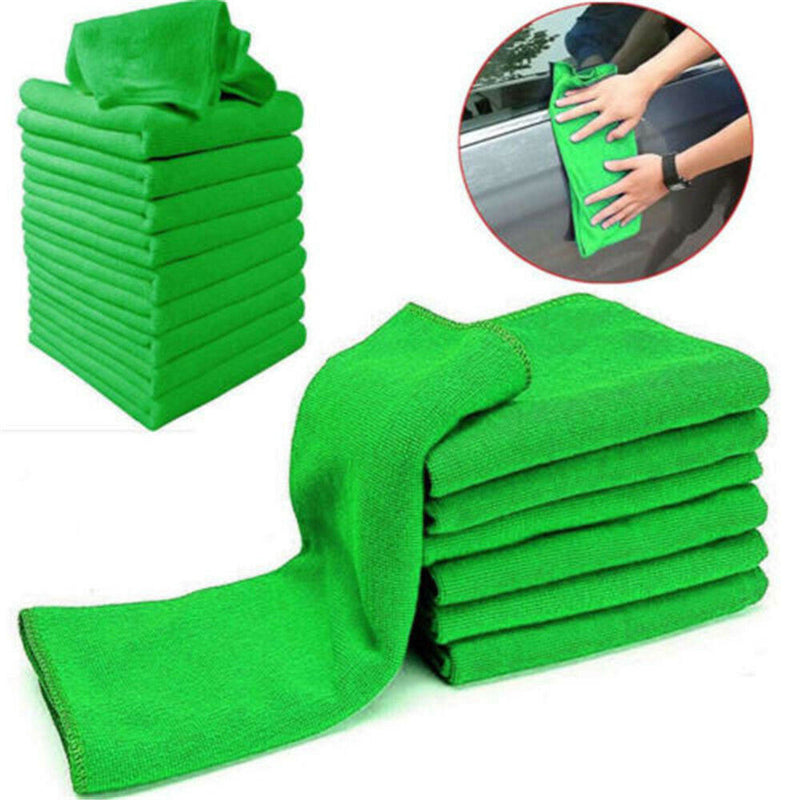 10pcs Green Microfiber Towel Car Cleaning Wash Drying Detailing Cloth No Scratch
