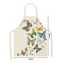 Linen Apron Colorful Butterfly Kitchen Cooking Baking Bibs Household Supplies