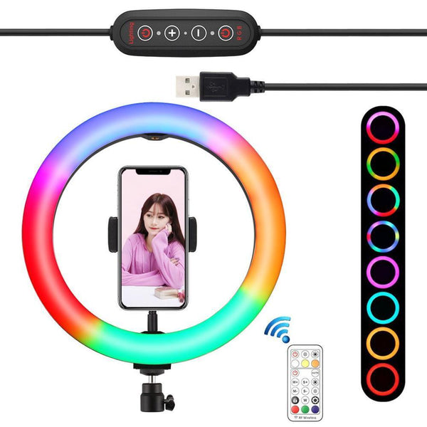 Dual-color Temperature Ring Video Light Kit Selfie Lamp 10.2 inch 26cm RGBWW