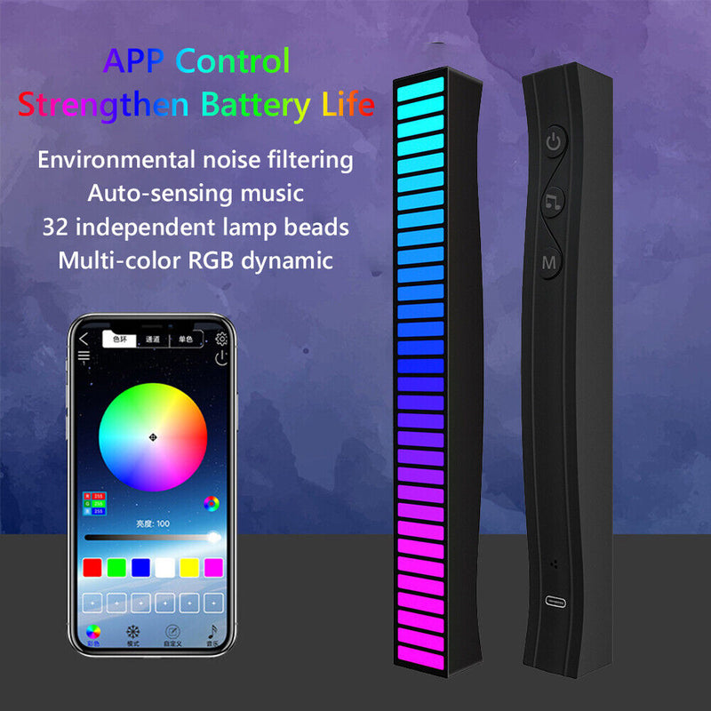 APP Control Voice Activated Light Bar Music Rhythm RGB Rechargeable Lamps Newly