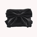 Retro Women PU Bowknot Shoulder Messenger Bag Casual Small Handbag (Black)