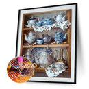 5D DIY Full Drill Diamond Painting Tea Set Cross Stitch Embroidery Round Rhinest