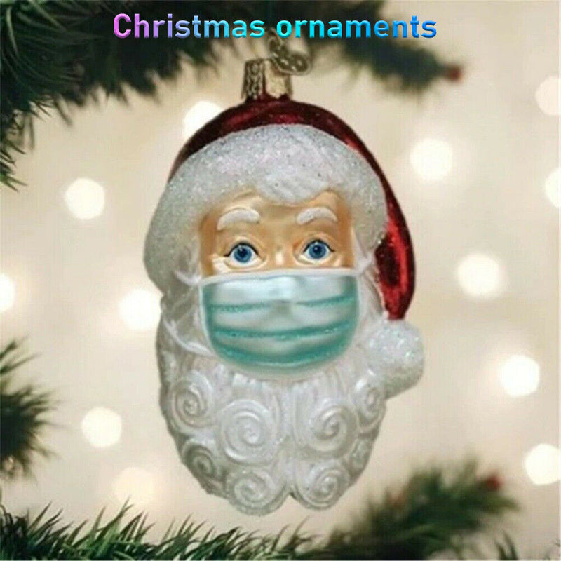 Christmas Hanging Tree Ornament Face Shield Santa Claus Pendents (White) Newly