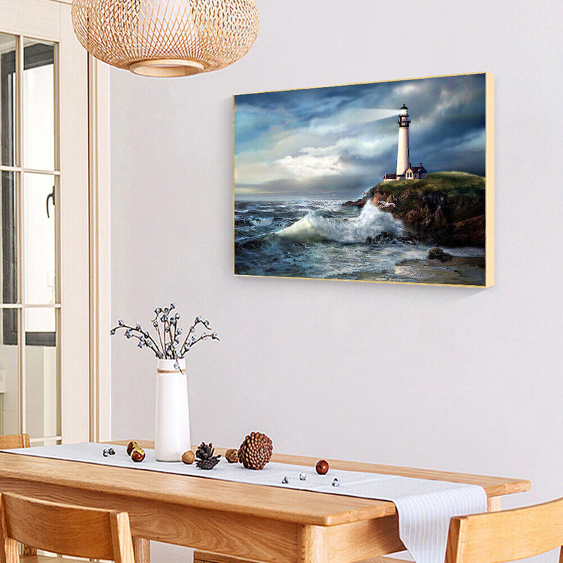 Lighthouse Drawing Frameless DIY Oil Paint by Numbers Canvas Home Decor Kit