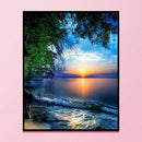 11CT Counted Full Cross Stitch Sunset Beach DIY Embroidery Home Decoration Gifts