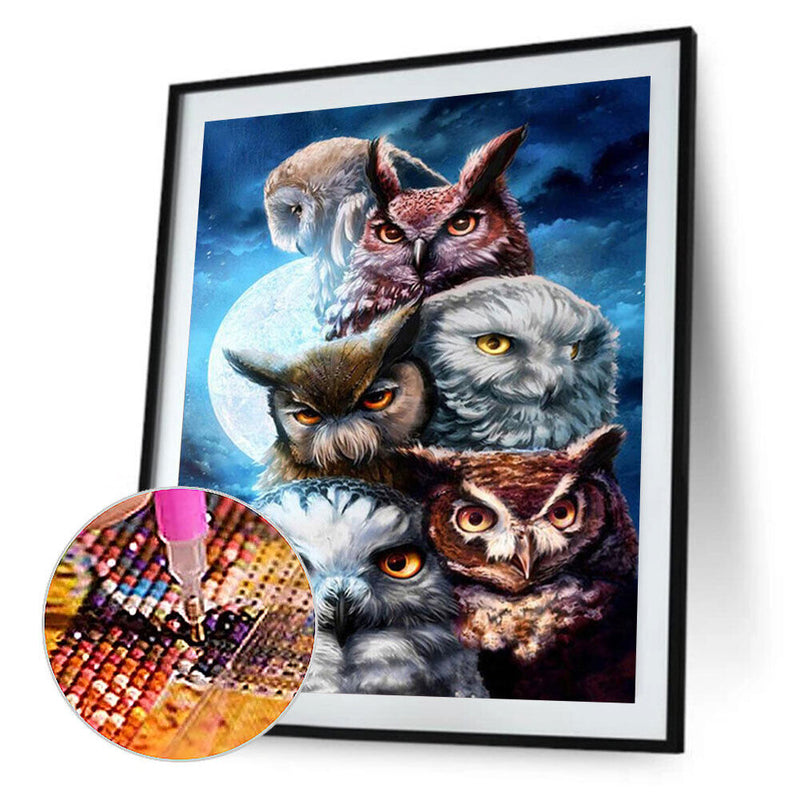 5D DIY Diamond Painting Owl Full Round Drill Mosaic Rhinestone Picture Home A