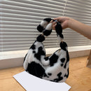 Women Faux Fur Cow Handbags Zipper Small Square Shoulder Bag (Cow)