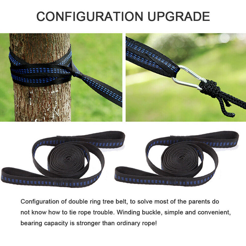 2pcs Hammock Strap Outdoor Camping Tree Hanging 200KG Load Hammock Rope Bel