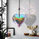 Crystal Ornament - Chandelier Crystal Heart Prism Pendant with Rope (Clear)