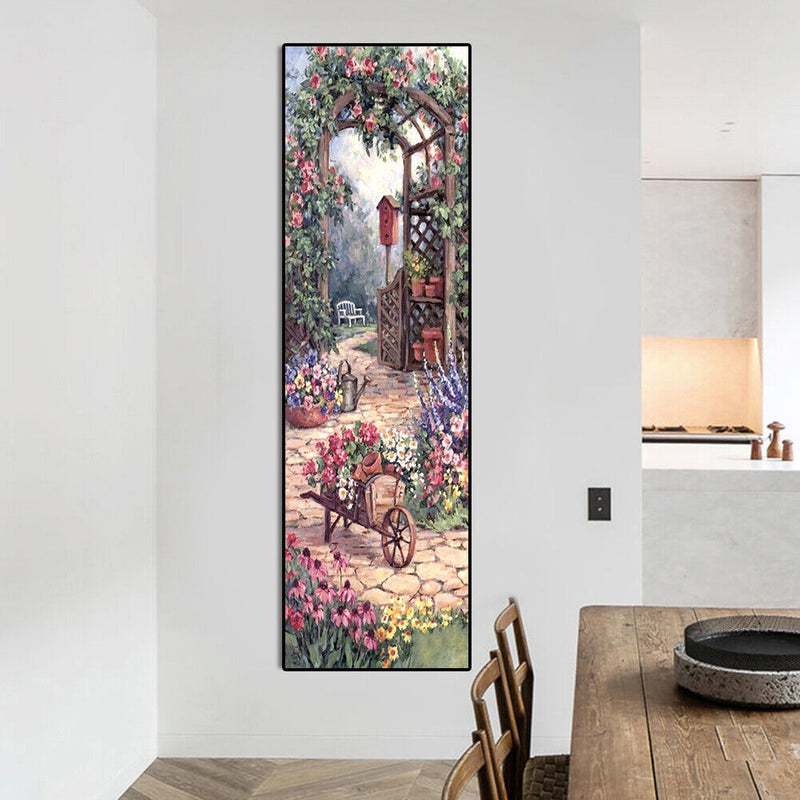 5D DIY Diamond Painting Garden Cart Full Round Drill Rhinestone Crafts 30x9