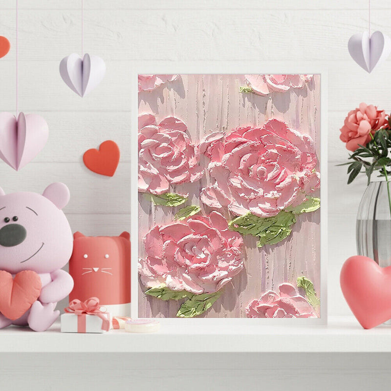 DIY Digital Picture Pink Flowers Frameless Oil Painting By Number Handicraft