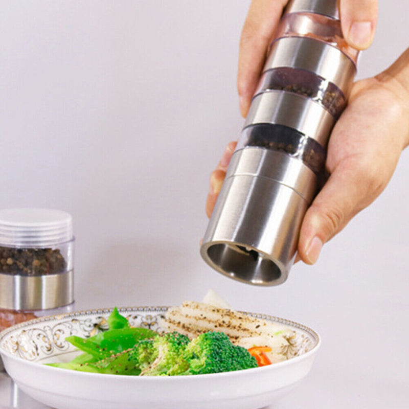 Steel Spice Jars Bottle Portable BBQ Picnic Seasoning Container Manual Grinder