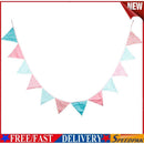 12 Flags Pink Blue Floral Cotton Fabric Bunting Pennant Banner Birthday