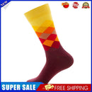 1 Pair Men Cotton Soft Socks Gradient Color Middle Tube Socks (Yellow Red)