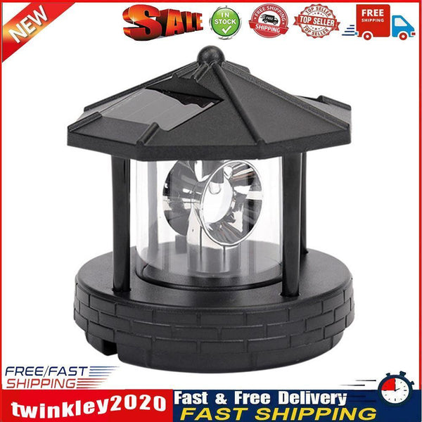 Solar LED Light Rotating Lighthouse Landscape Lamp Garden Decoration (A) Newly