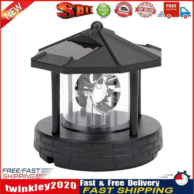 Solar LED Light Rotating Lighthouse Landscape Lamp Garden Decoration (A) Newly