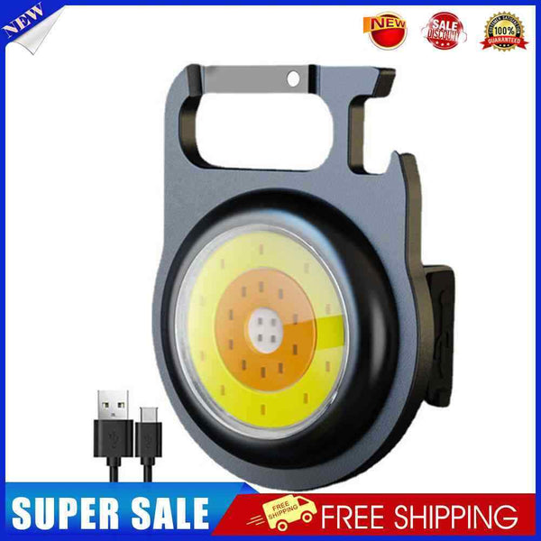 #A USB LED COB Keychain Torch Flashlight Portable Bottle Opener Hiking Work Ligh