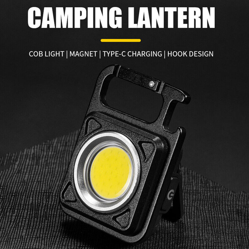 Pocket LED Working Light Camping Keychain Flashlight with Tripod (Black)