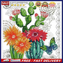 Partial Cross Stitch DIY Kits Printed Prickly Pear Flower Wall Art Handicraft