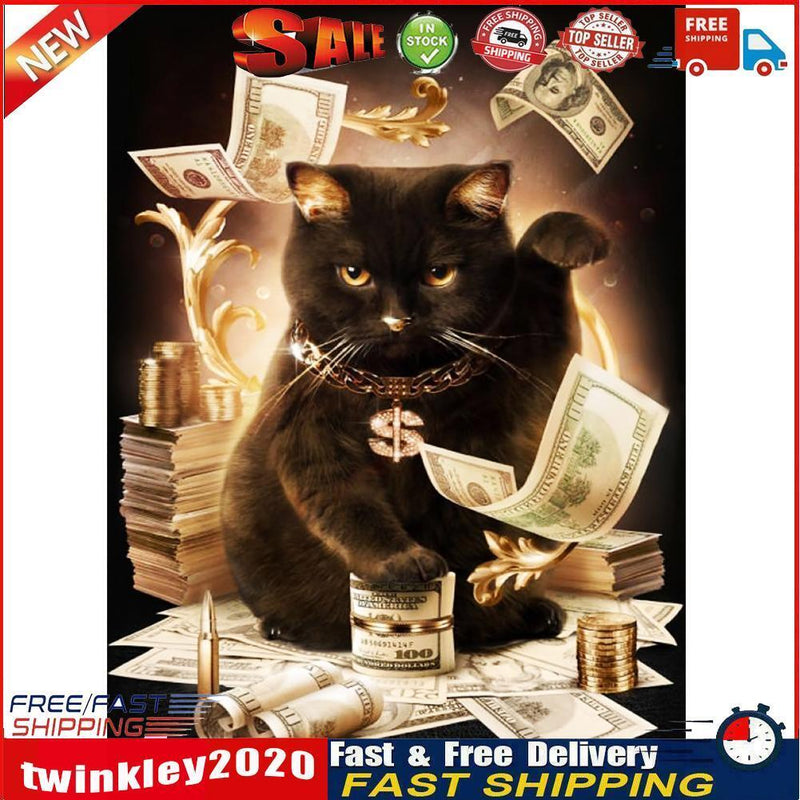 Full Drill Money Cat Tree 5D Diamond DIY Painting Craft Home Decor Newly