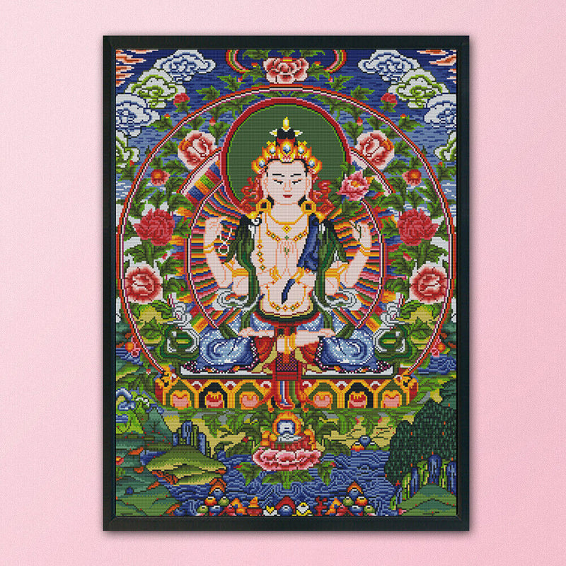 Cross Stitch Kit Buddha Portrait 3-Beach Cotton Thread 11CT DIY Embroidery Set