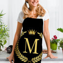 Letter M Kitchen Linen Apron Waterproof Household Cleaning Bibs (82x68cm)