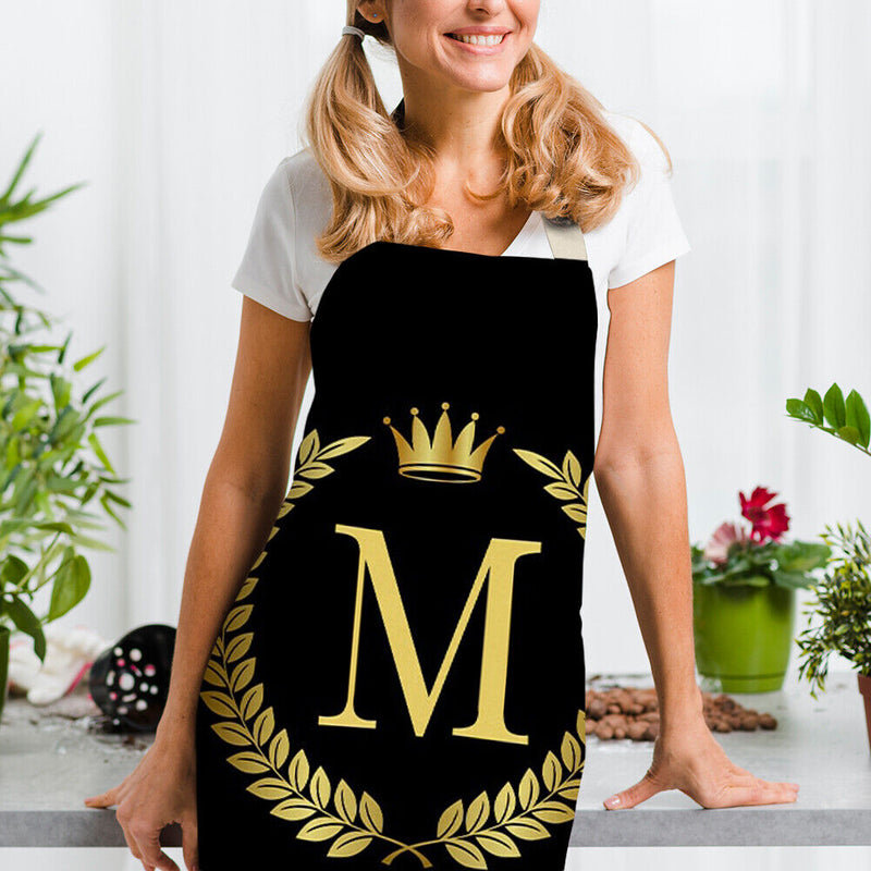 Letter M Kitchen Linen Apron Waterproof Household Cleaning Bibs (82x68cm)