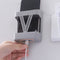 Punch-Free Wall-Mounted Remote Control Storage Rack Plug Bracket (Grey) Newly