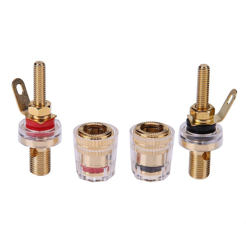 2pcs 4mm Brass Speaker Amplifier Binding Posts Terminals for Banana Plugs Newly