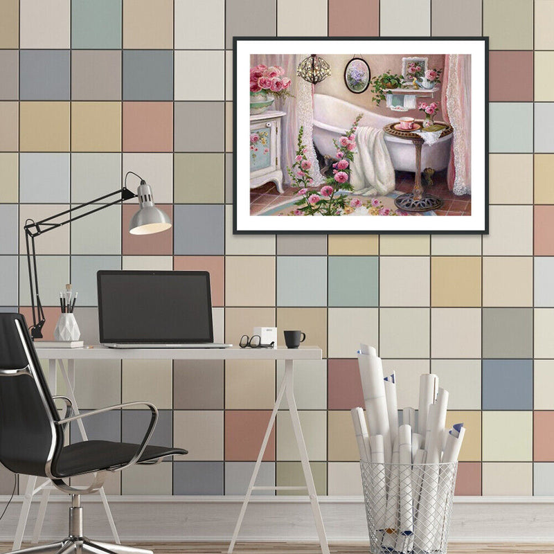 5D DIY Full Drill Diamond Painting Bathtub Embroidery Mosaic Kit Bedroom Decor