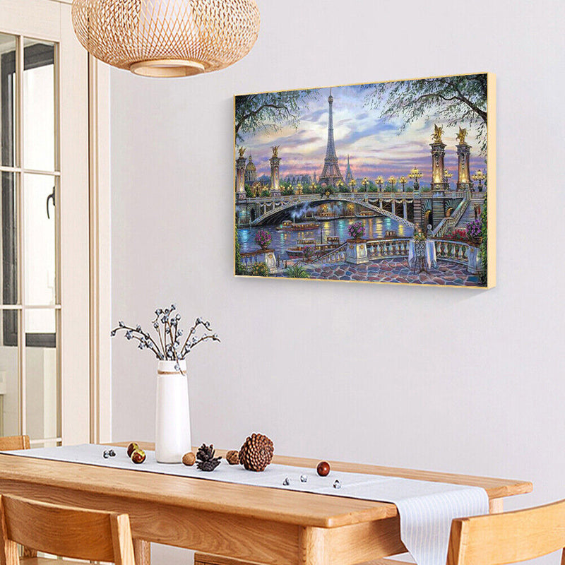 Canvas Paint By Numbers City Tower Oil Hand Painted Drawing Kit Home Decor