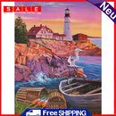 5D DIY Diamond Painting Seaside Lighthouse Full Round Drill Art Crafts Mosaic