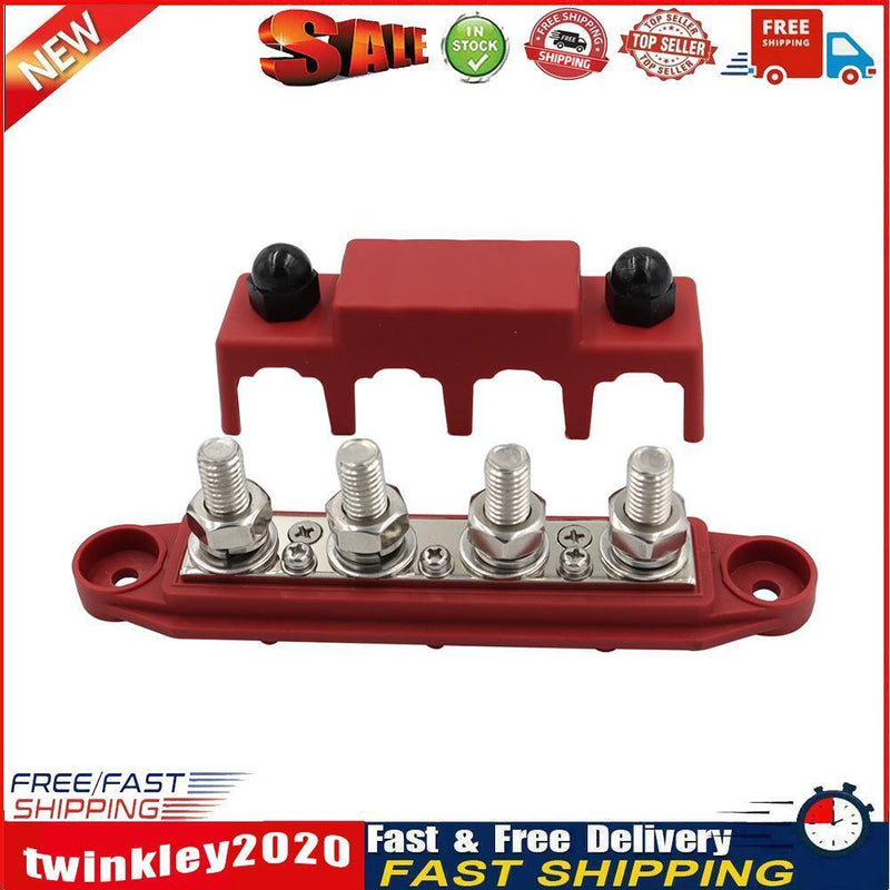 4 Post Power Distribution Block Bus Bar High Current Wiring Stud (M10 Red) Newly