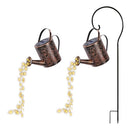 LED Solar Kettle Light Wrought Iron Hollow Flower Water Can Fairy Lamp (B)
