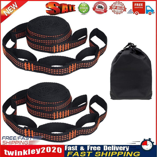 2pcs Reinforced Polyester Hammock Straps Kit Hammocks Hanging Rope (White) Newly