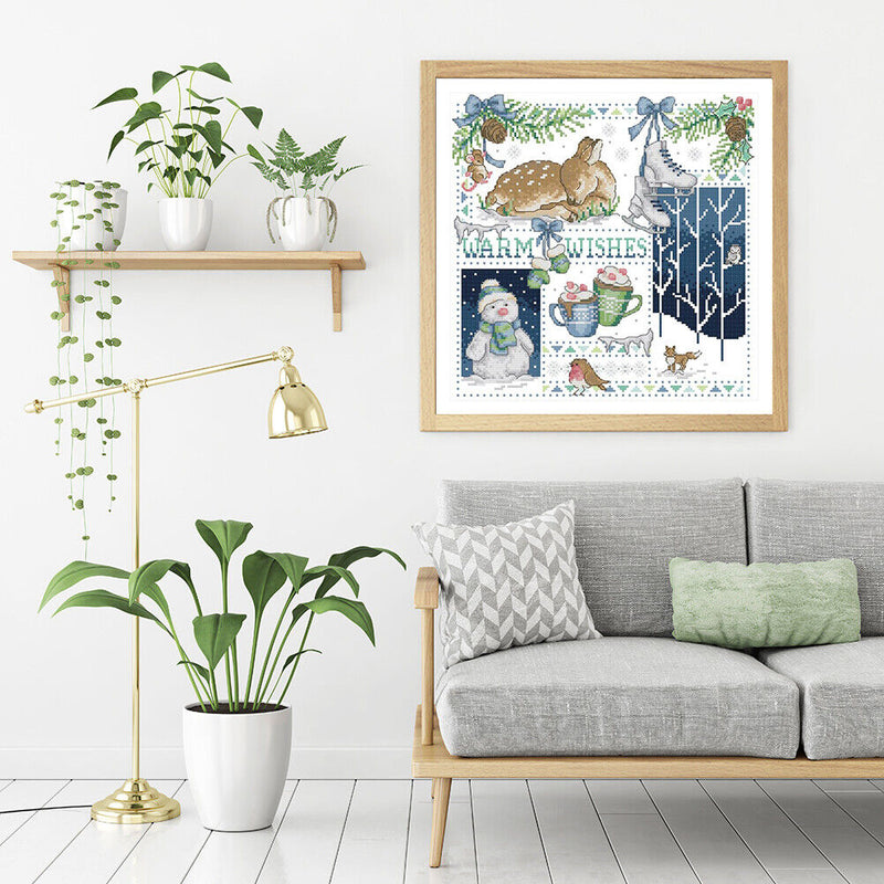 14CT Christmas Counted Partial Cross Stitch Embroidery DIY Cotton Needlework