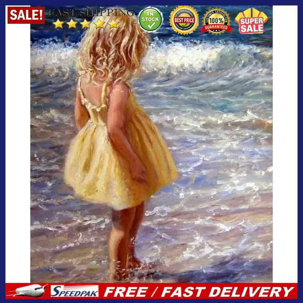 Frameless Oil Paint By Numbers DIY Sea Girl Picture Craft Kit for Living Ro