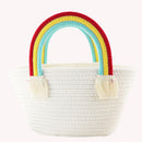 Women Mini Handbag Cotton Rope Beach Rainbow Cloud Mini Basket Knit Tote Bag