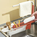 Telescopic Sink Drain Racks Organizer Soap Basket Kitchen Storage (Red) Newly