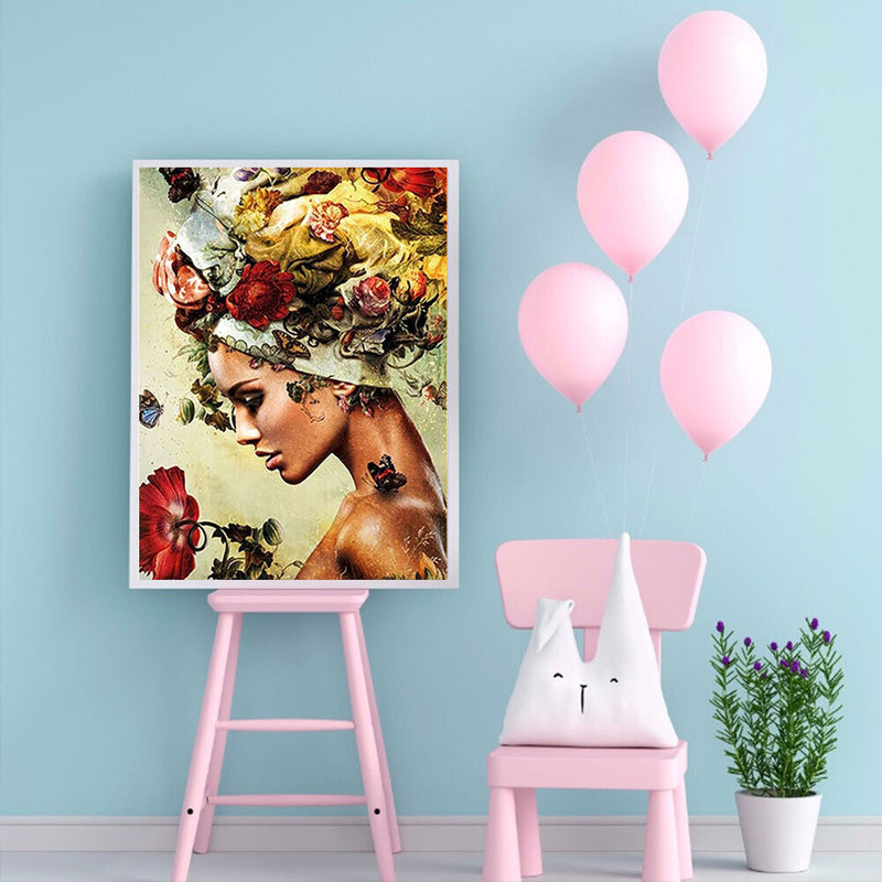 Elegant Women Oil Paint By Numbers Kits Canvas Picture Wall Art DIY (B711)
