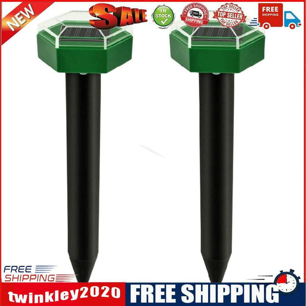 2x Solar Ultrasonic Mouse Mole Pest Rodent Repeller for Outdoor Yard Garden